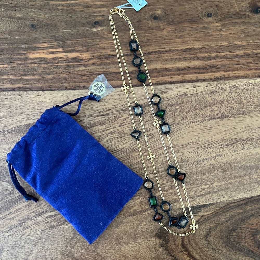 TORY BURCH NEW NWT ROXANNE Stones Gems Long Necklace $198